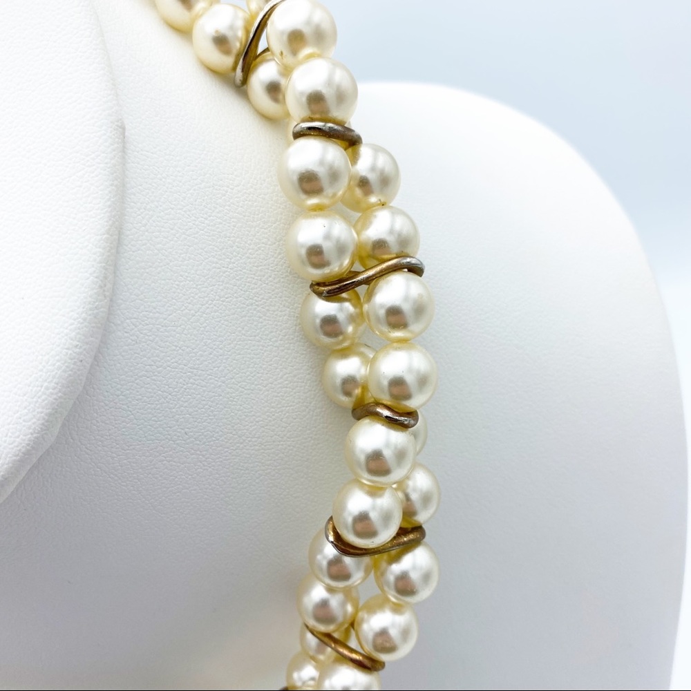 Champagne Faux Pearl Twisted Collar Necklace Vintage Inspired Necklace - Picture 9 of 10